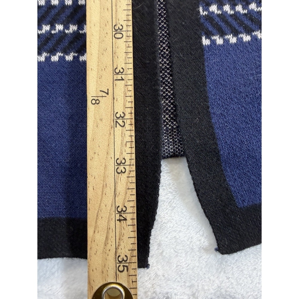 Elle XXL Open Cardigan Navy Black Plaid Long Duster Academia Whimsigoth Cotton - Picture 8 of 8